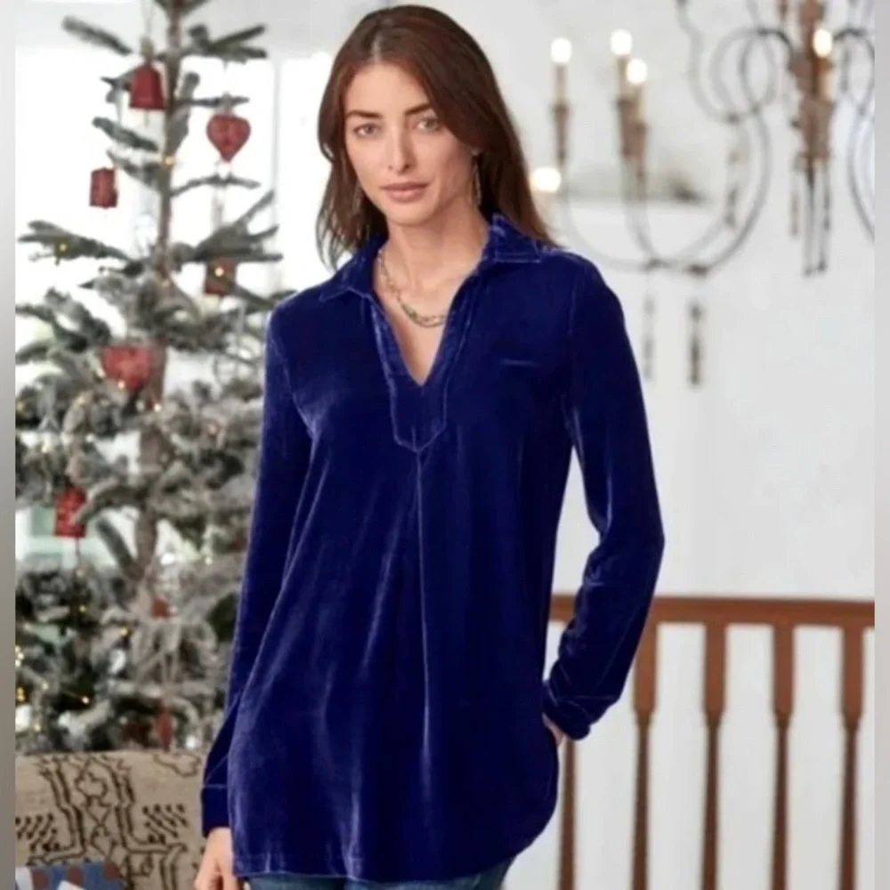 Sundance Silk Blend Velvet Nuance Top Blouse Shirt Long Sleeve XS - Picture 1 of 8